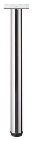 Hammerbacher steunpoot K chroom set van 1, kleur: chroom, diameter: 60 mm, met schroefplaat, in hoogte verstelbaar van 72 - 74 cm, VSTFK1/C