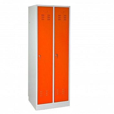 ADB locker/kledingkast "Regular" 2-deurs, afmetingen (HxBxD): 1780x600x500 mm, corpuskleur: lichtgrijs (RAL 7035), deurkleur: oranje (RAL 2008), 40880