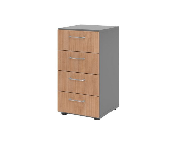 Hammerbacher ladekast 2OH, 4 laden, BS grafiet/walnoot, 40 x 41,7 x 74,8 cm, 4 laden, metalen handgreep, V924S4/G/N/BS