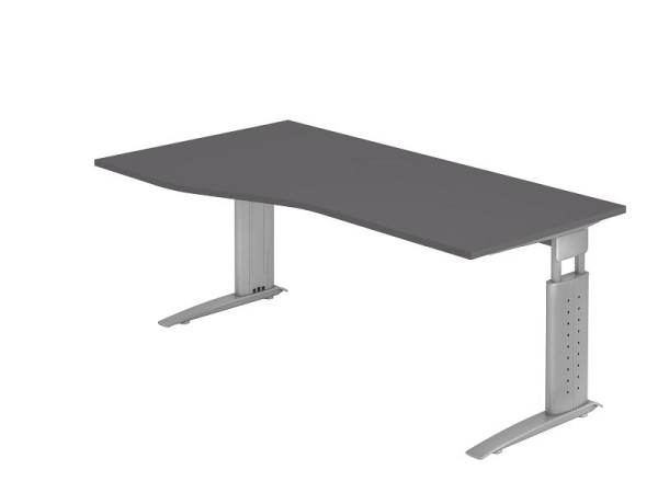 Hammerbacher bureau C-poot 180x100/80cm grafiet/zilver, werkhoogte 68-86 cm verstelbaar, VUS18/G/S