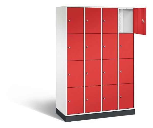 C+P lockerkast Intro, H1950xB1220xD490mm, kleur: verkeerswit / vuurrood, 8470-401 S10168