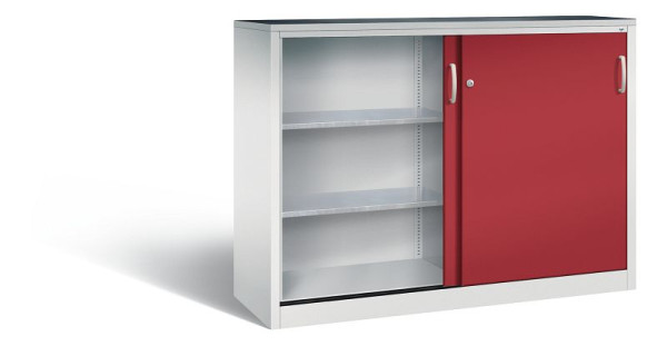 C+P schuifdeurkast Acurado, H1200xB1600xD500mm, kleur: lichtgrijs/robijnrood, beugelgreep, 2157-09 S10019