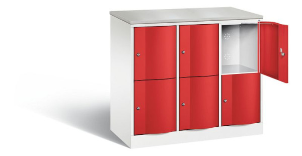 C+P lockerkast Resisto, H1077xB1148xD540mm, kleur: verkeerswit / vuurrood, 8472-372 S10179