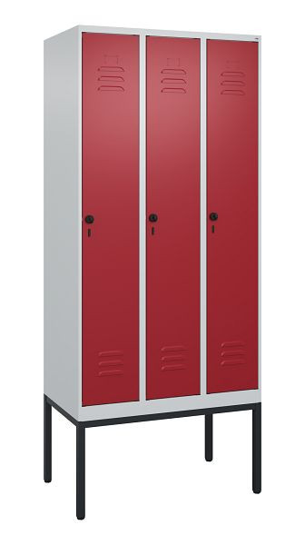 C+P luierkluis Classic PLUS met middenwand, frame, 3 vakken, 2120x900x500mm, 7035/3003, veiligheidsdraaigrendel, 0800307-30F S10001