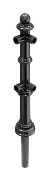 Schake aluminium stijlpaal serie 495.01B, hoekpaal voor boven- en knierail 90°, 495_13B