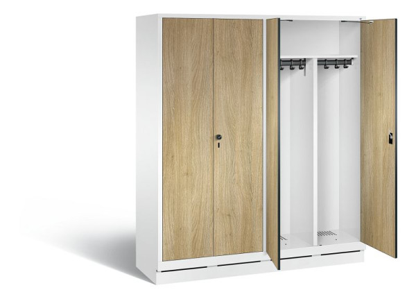 C+P zwart wit locker Evolo, H1800xB1590xD500mm, kleur: verkeerswit / decor eiken Sereno, 48022-42 S10040