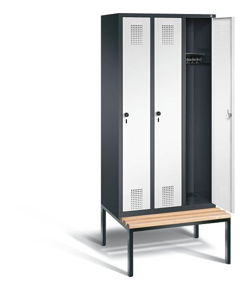 C+P garderobe Evolo, H2090xW900xD815mm, kleur: zwartgrijs / verkeerswit, 48050-30 S10498