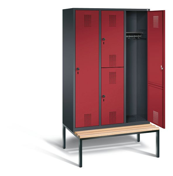 C+P cijferslot Evolo, H2090xB1200xD815mm, kleur: zwart-grijs/robijnrood, 48650-32 S10004