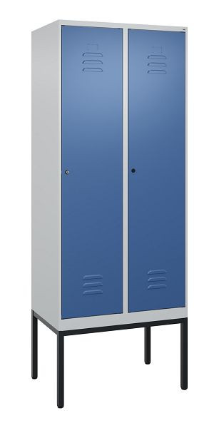 C+P luierkluis Classic PLUS met middenwand, frame, 2 vakken, 2120x800x500mm, 7035/5023, cilindersloten, 0800307-22F S10020