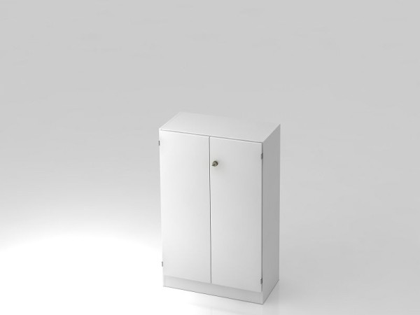 Hammerbacher kast 3OH met onderpaneel gestreepte greep wit/wit, 80x42x127 cm (BxDxH), V6550/W/W/SG