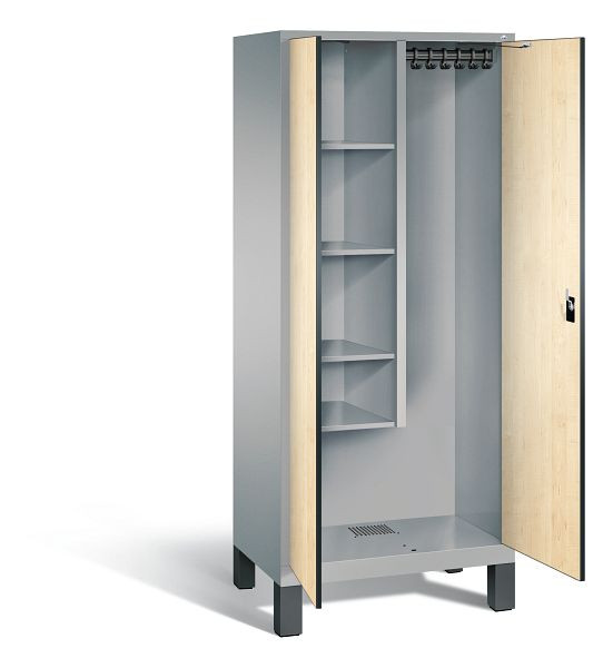 C+P reinigingsmiddelenkast Evolo, H1850xW810xD500mm, kleur: wit aluminium / Donau esdoorn decor, 48110-02 S10102