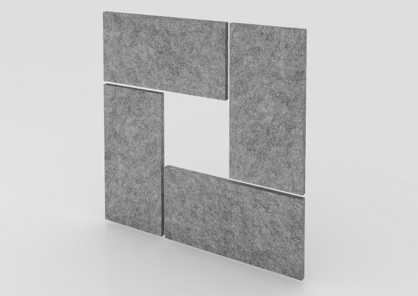 Hammerbacher akoestisch wandpaneel, 65x33 cm, grijs gemêleerd, bestaande uit 4 panelen, VAWP65/5
