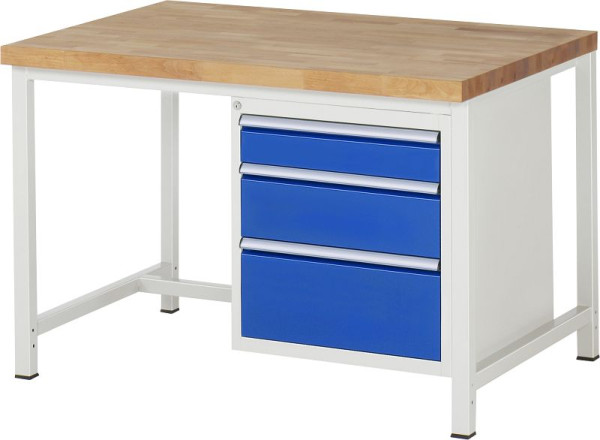 RAU werkbank serie 8000 - frameconstructie (gelast frame), 3 x laden, 1250x840x900 mm, 03-8159A1-129B4S.11