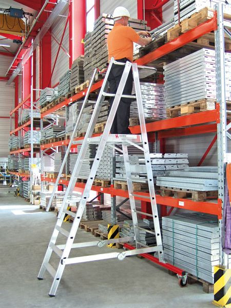 Euroline Aluminium-Podestleiter fahrbar, klappbar mit 4 Stufen, 2,09m Länge, 3277704