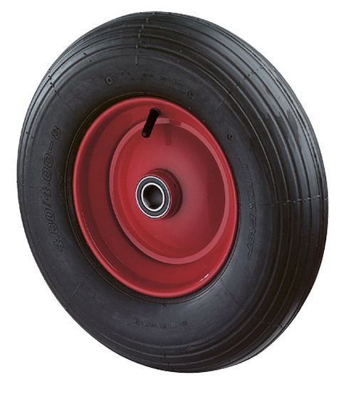 BS Rollen luchtwiel, breedte 100 mm, Ø400 mm, tot 300 kg, zwart rubberen loopvlak, wiellichaam stalen velg verzinkt/geverfd, kogellagers, C95.400