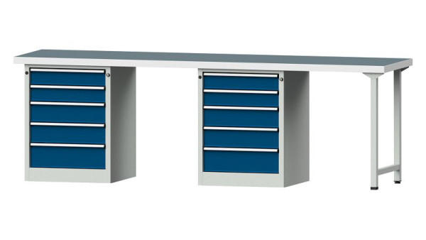 ANKE werkbanken combinatie werkbank, model 915 V, 2800 x 700 x 900 mm, RAL 7035/5010, UBP 50 mm, 415.139