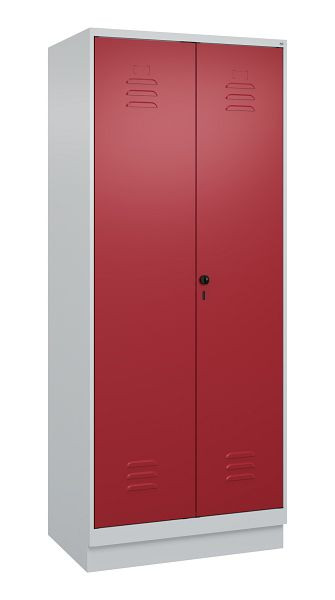 C+P Umkleidespind Classic PLUS, Doppel-Spind, Sockel, 2 Abteile, 1950x800x500mm, 7035/3003, Drehriegel, 080022-22P S10001