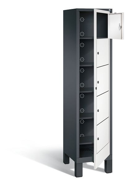 C+P wasverzamelkast Evolo, H1850xB420xD500mm, kleur: zwartgrijs / verkeerswit, 48060-105 S10144