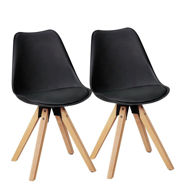 Wohnling set van 2 retro eetkamerstoelen Lima zwart, WL5.022