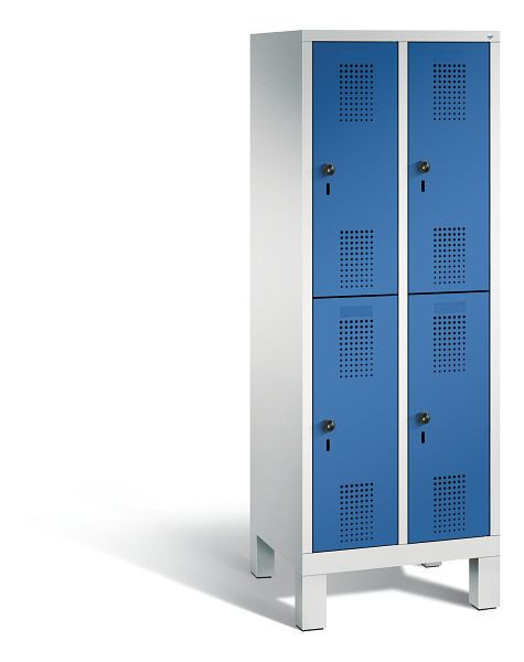 C+P schoollocker Evolo, 4 compartimenten, H1650B610D500 mm, lichtgrijs/gentiaanblauw, 483106-20 S10079