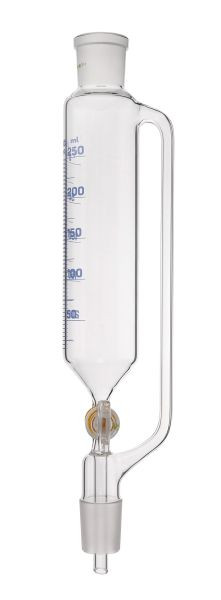 Rettberg druppeltrechter, 1000 ml, mof NS 29/32, kegel NS 29/32, glazen afsluitkraan 6 mm, schaalverdeling, met drukvereffeningsbuis, 134046254