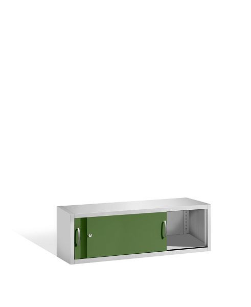 C+P bovenkast Acurado, H500xB1600xD500mm, kleur: lichtgrijs / reseda groen, beugelgreep, 1 niveau, 2154-00 S10073