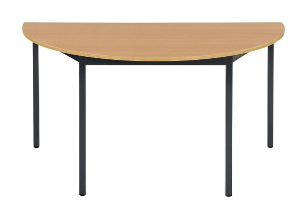 Bisley MULTI Desking multifunctionele tafel, halfrond 19 mm, BC beukendecor, zwart frame, H 740 x B 1400 x D 700 mm, MTH1407BC333