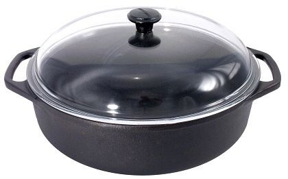 Contacto gietijzeren braadpan rond 3 l met glazen deksel, 5779/240