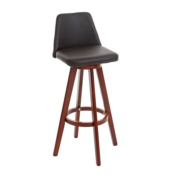 Mendler barkruk HWC-C43, barkruk tegenkruk, hout imitatieleer draaibaar, bruin, 40570