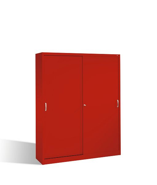 C+P schuifdeurkast Acurado, H1950xB1600xD400mm, kleur: vuurrood, beugelgreep, 5 FH, 2140-00 S10143