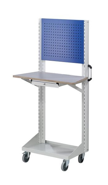 ANKE geperforeerde metalen basiswagen, werkblad en hanglade; 800x450x1950mm; met 1x geperforeerd plaatpaneel; 1x werkblad KSP; 1x hanglade, 962.083