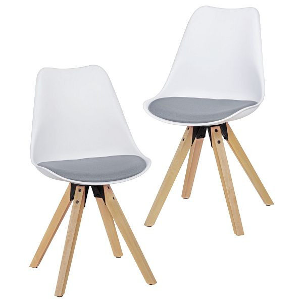 Wohnling set van 2 retro eetkamerstoelen Lima wit/grijs, WL5.025