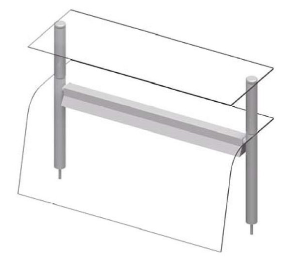 Stalgast dubbel glazen bovenblad met hoestbescherming en warmtelamp 790x455x700 mm voor voedsel serveersystemen, ZS07111