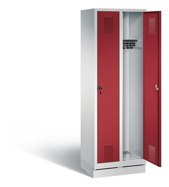 C+P Evolo garderobe, H1800xW610xD500mm, kleur: lichtgrijs/robijnrood, 48020-20 S10011
