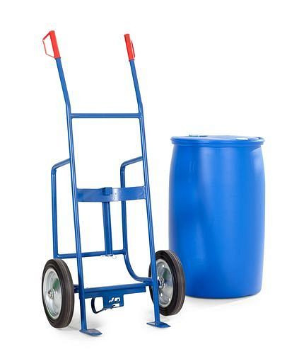 DENIOS vatwagen FKH van staal, blauw gelakt, massief rubberen banden, voor vaten van 200/220 liter, elektrisch geleidend, 180-861