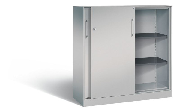 C+P schuifdeurkast Asisto, H1310xB1200xD435mm, kleur: wit aluminium, beugelgreep, 3 niveaus, 142031-000 S10141