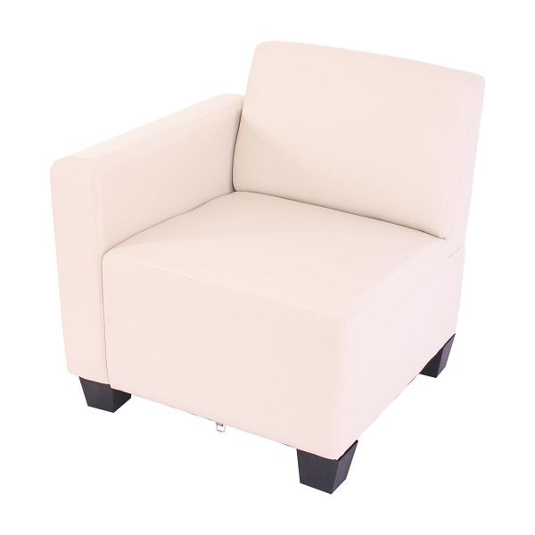 Mendler Modular zijdeel links, fauteuil met armleuningen Lyon, imitatieleer, creme, 21697