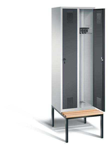 C+P garderobe Evolo, H2090xW610xD815mm, kleur: lichtgrijs / zwartgrijs, 48050-20 S10002