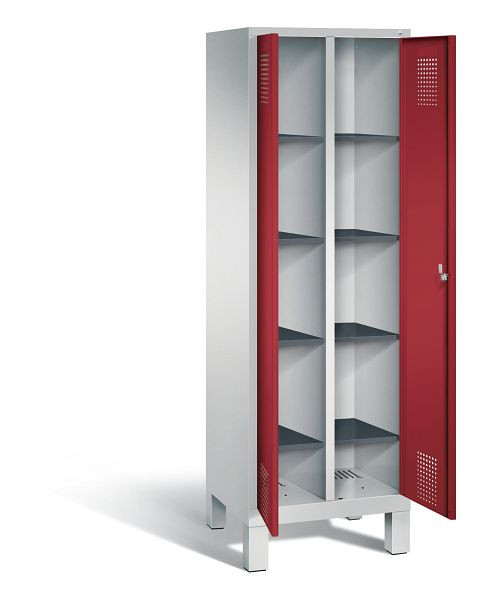 C+P washok Evolo, H1850xW610xD500mm, kleur: lichtgrijs/robijnrood, 48012-20B S10026