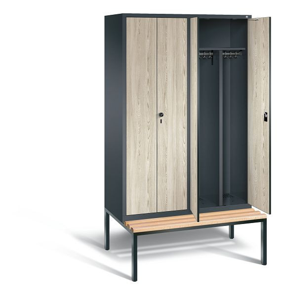 C+P zwart wit kastje Evolo, H2090xB1190xD815mm, kleur: antracietgrijs / decor Sen essen, 48052-40 S10460