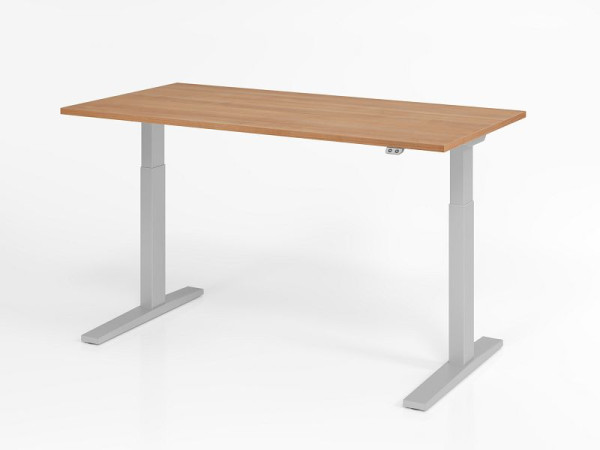 Hammerbacher bureau XMKA16, 160 x 80 cm, blad: walnoot, 25 mm dik, ABS dikke rand, rechthoekige vorm, VXMKA16/N/S