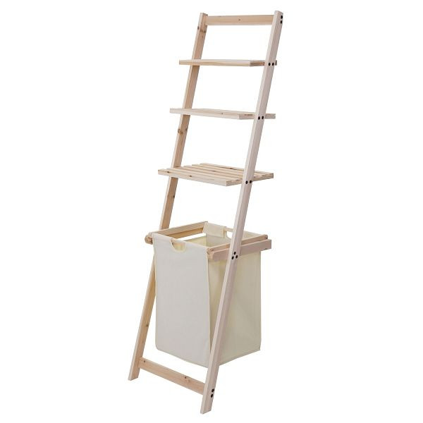 Mendler ladderplank HWC-B59, plank wasmand wasmand wasverzamelaar houten plank badkamerplank stapplank, spar 152x41x35cm 39l, 60581