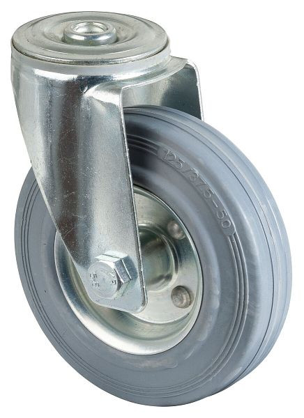 BS-rollen transportrol, wielbreedte 37 mm, wiel-Ø 125 mm, draagvermogen 100 kg, grijs rubberen loopvlak, rollager, VE = 2 stuks, L101.B56.125