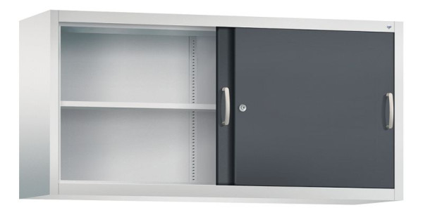 C+P bovenkast Acurado, H790xB1600xD400mm, kleur: lichtgrijs / zwartgrijs, beugelgreep, 2 niveaus, 2145-00 S10058