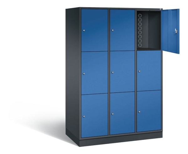 C+P XL lockerkast Intro, H1950xW1220xD590mm, kleur: zwartgrijs / gentiaanblauw, 8370-303 S10083