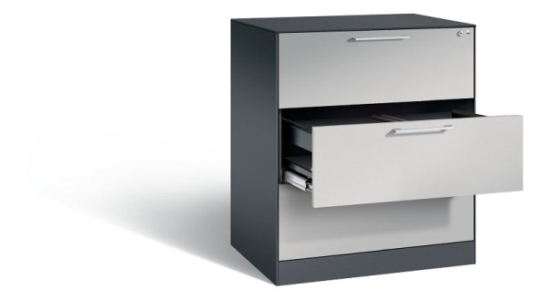 C+P hangarchiefkast Asisto, H1010xB800xD600mm, kleur: zwart grijs/wit aluminium, beugelgreep, 146243-312 S10054