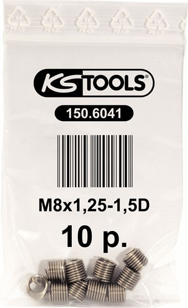 KS Tools draadinzetstuk M8x1,25, 10,8 mm, verpakking van 10, 150.6041
