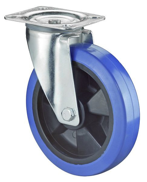 BS rollen transportrol, wielbreedte 50 mm, wiel-Ø 200 mm, draagvermogen 300 kg, blauwe elastische banden, kunststof wiellichaam, rollager, L400.B61.200
