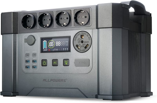 ALLPOWERS draagbare krachtcentrale 1500Wh, MPPT-zonnegenerator met 4x 2400W AC-stopcontacten, S2000 PRO