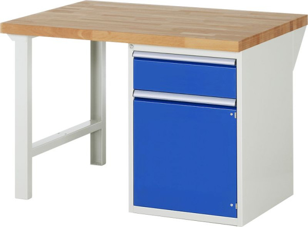 RAU werkbank serie 7000 - modulair ontwerp, onderbouwbak (1x lade, 1x draaideur), 1250x840x900 mm, 03-7502A1-129B4S.11
